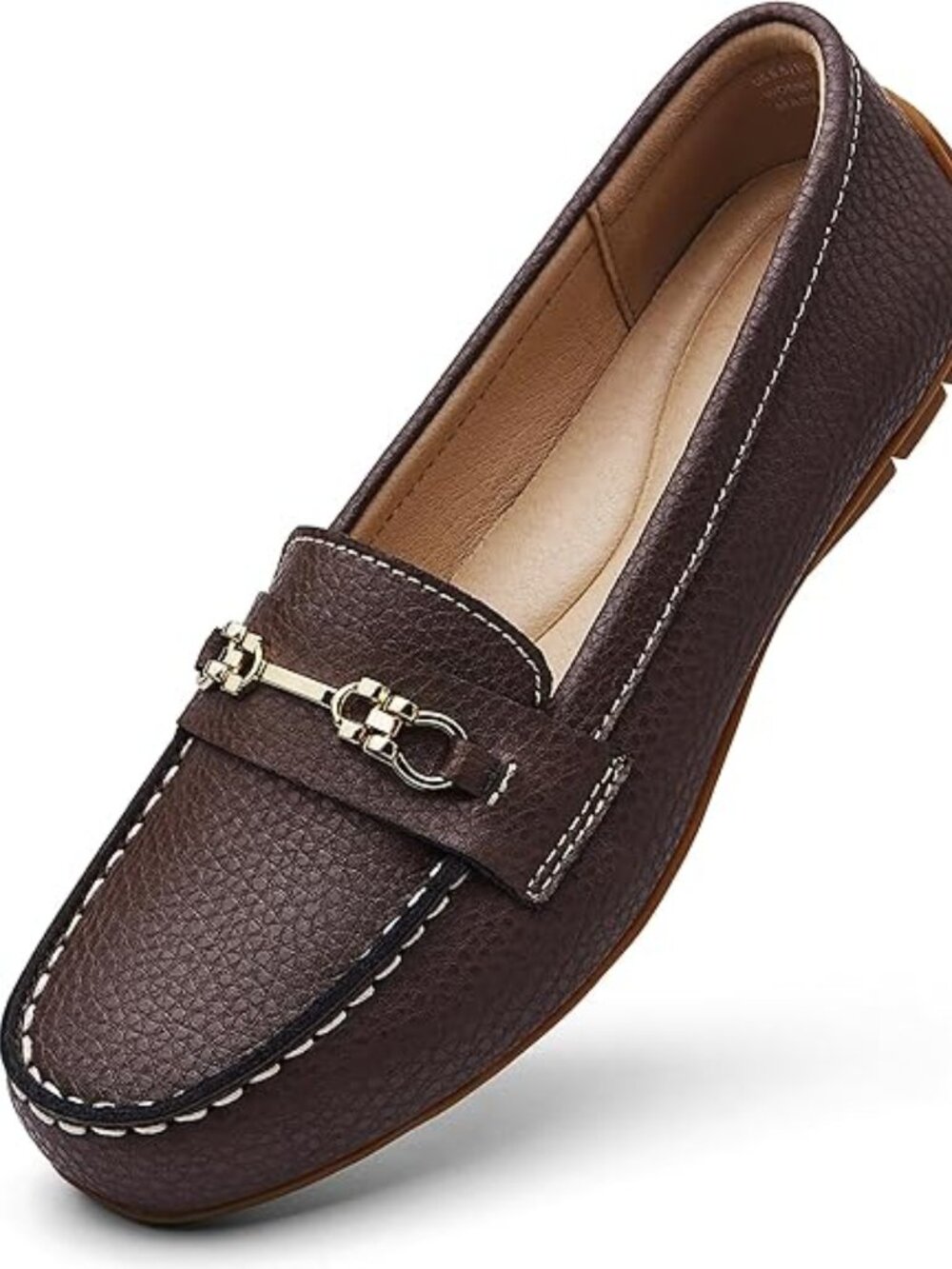 Kordal NWT Women's Lightweight Leather Loafers Slip-Ons Brown & Gold Size 7.5